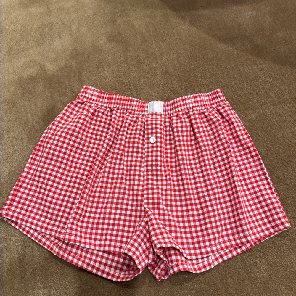 Red Gingham Checkered Boxer Shorts